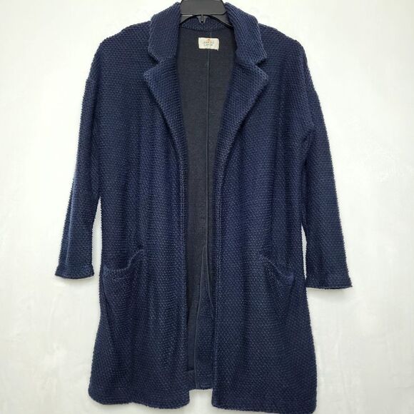 Marine Layer Navy Birdseye Open Cardigan Coat Size Medium - Picture 1 of 9